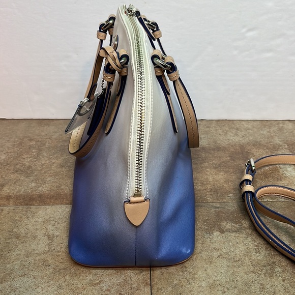 AUTHENTIC COACH CORA PEYTON PORCELAIN BLUE OMBRE HANDBAG PURSE - Picture 5 of 14